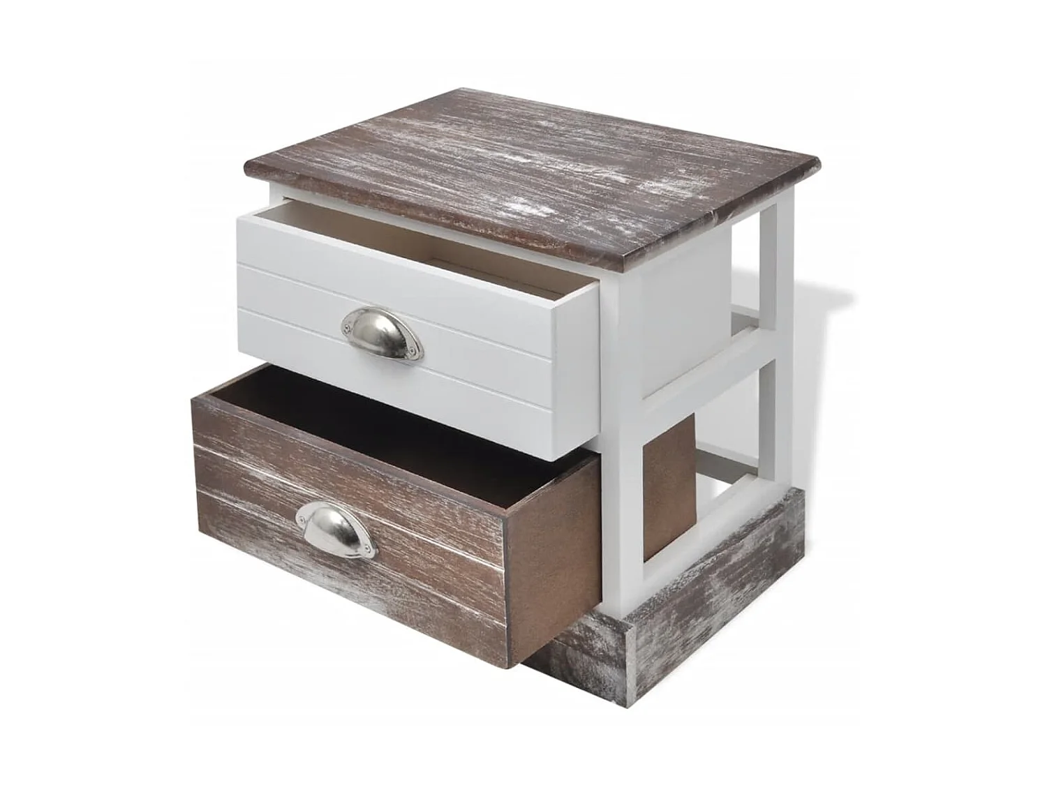 Mesa de cabeceira 2 peças marrom e branco