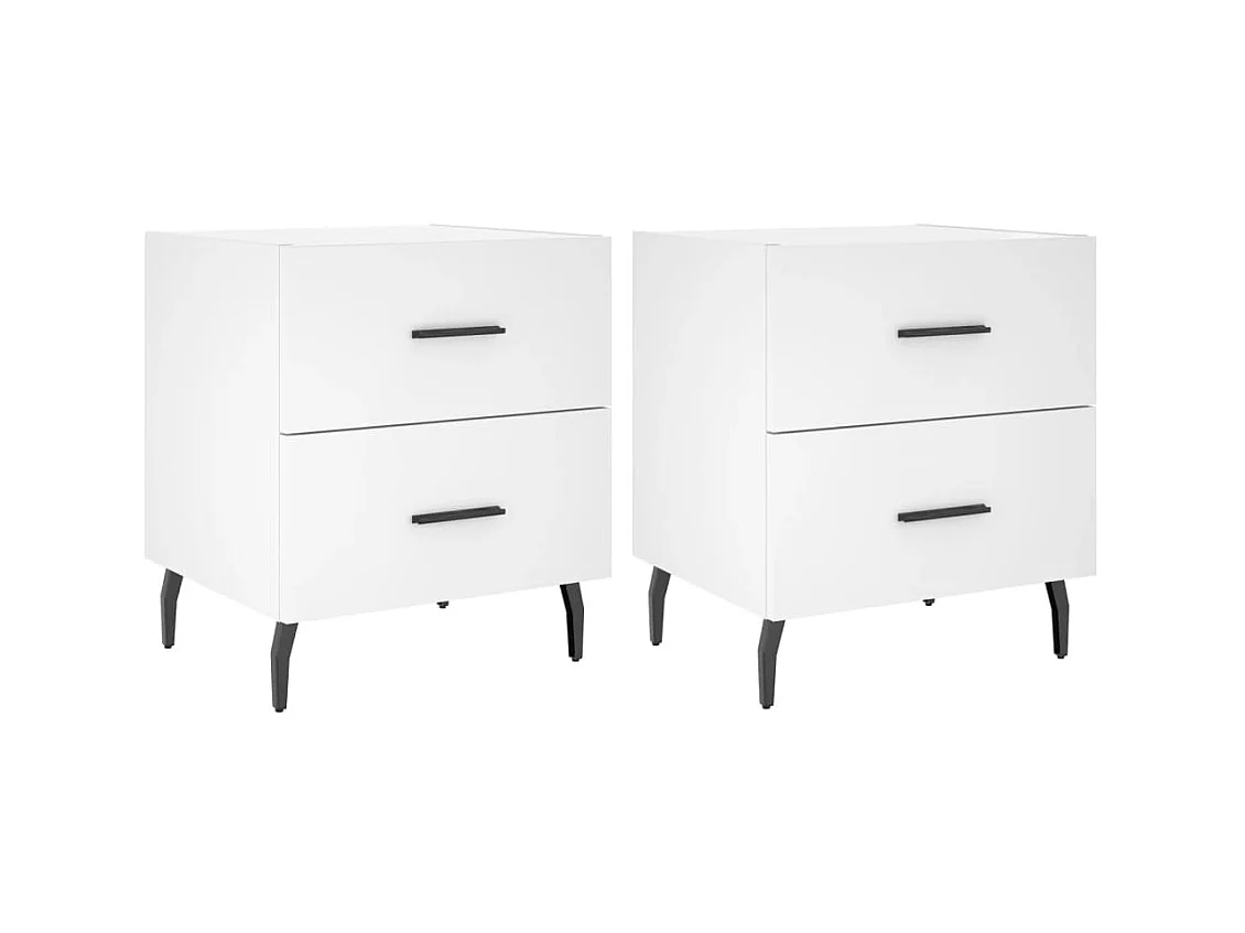 Tables de chevet 2 pcs blanc 40x35x47,5 cm bois d’ingénierie