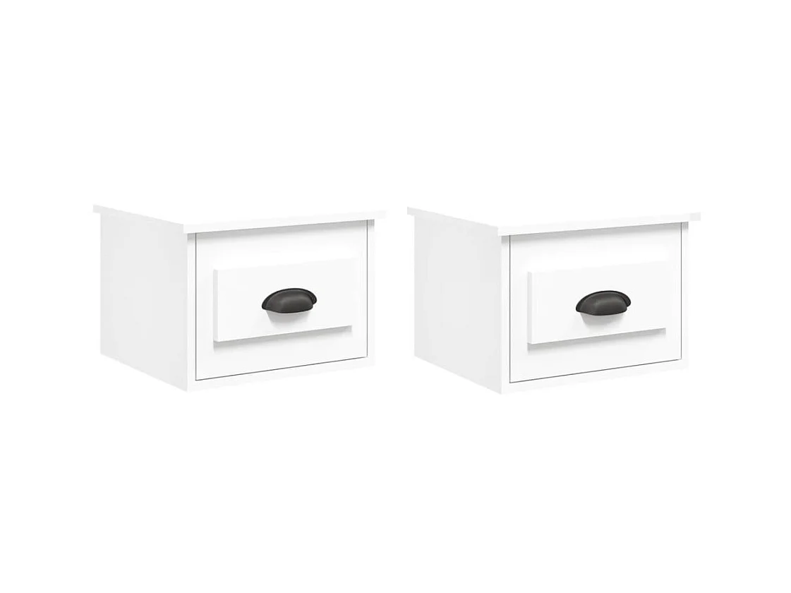 Tables de chevet murales 2 pcs blanc 41,5x36x28 cm