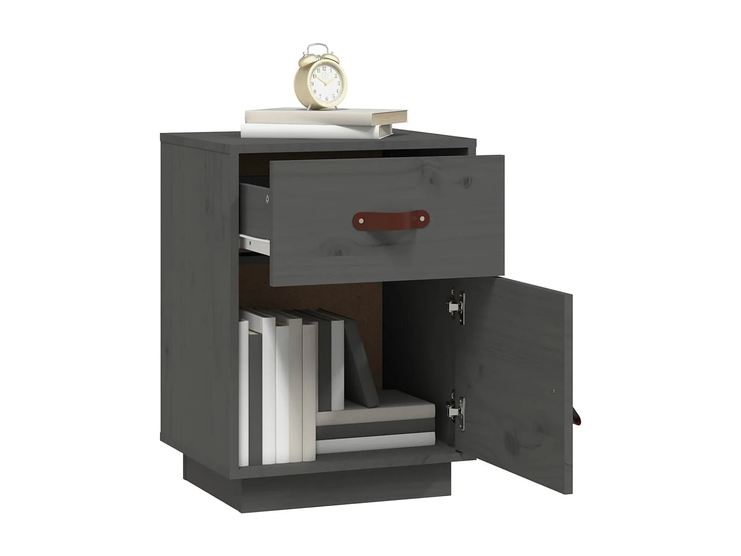 Tables de chevet 2 pcs Gris 40x34x55 cm Bois de pin massif