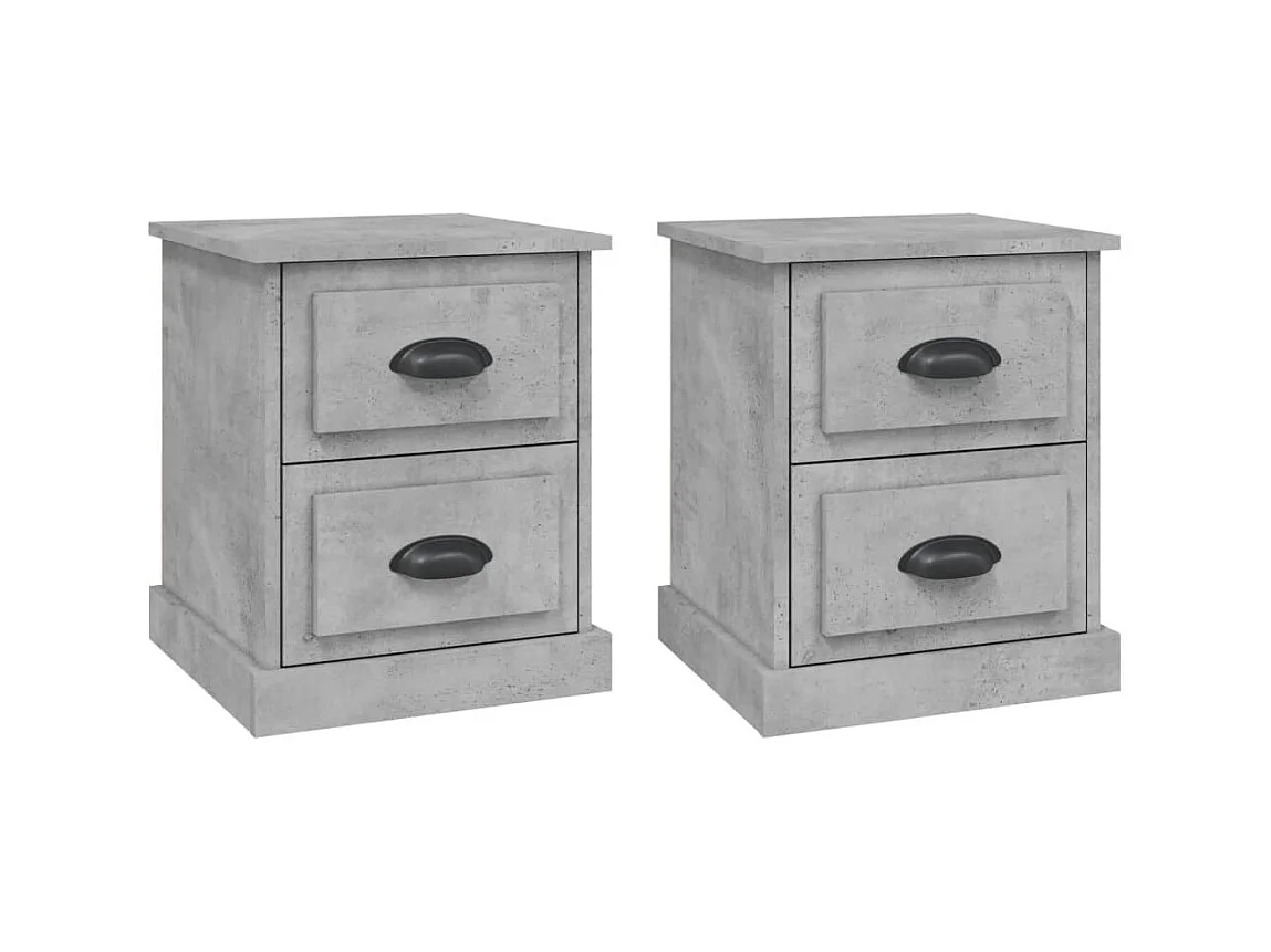 Tables de chevet 2 pcs gris béton 39x39x47,5 cm bois ingénierie