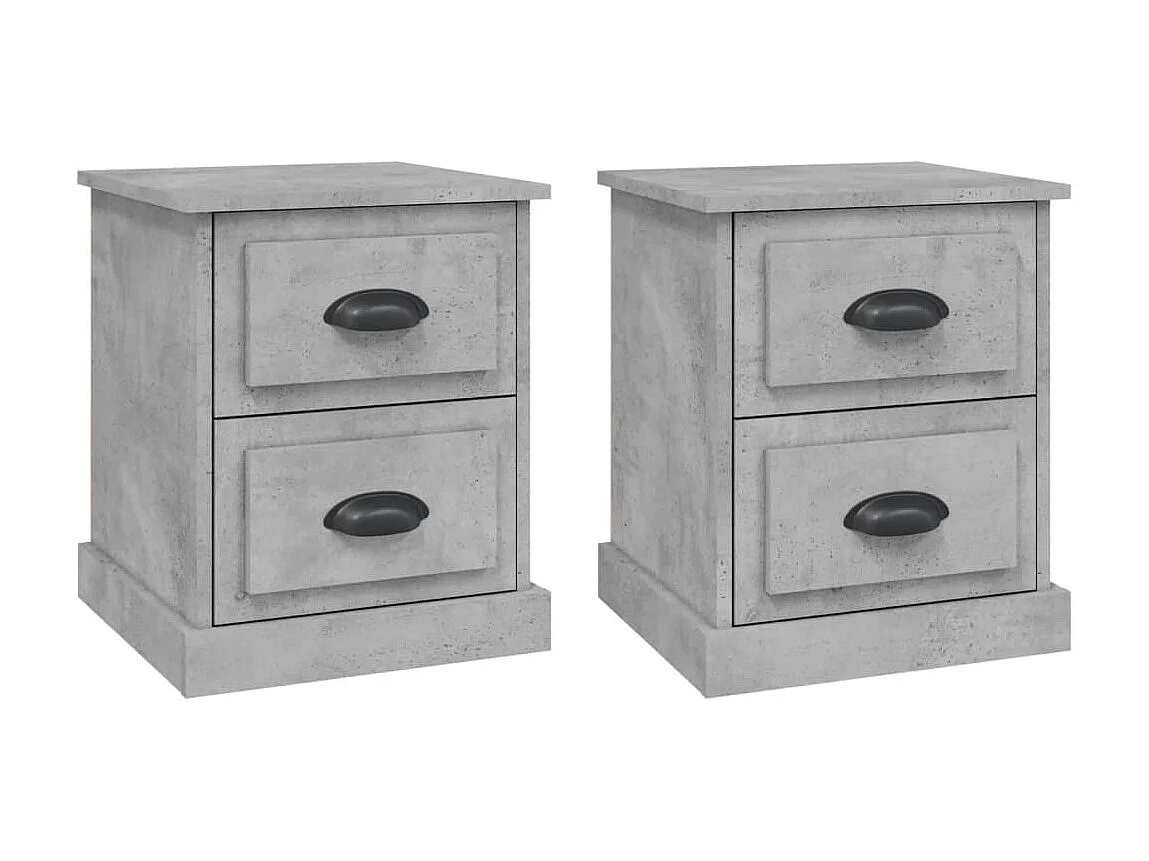 Tables de chevet 2 pcs gris béton 39x39x47,5 cm bois ingénierie