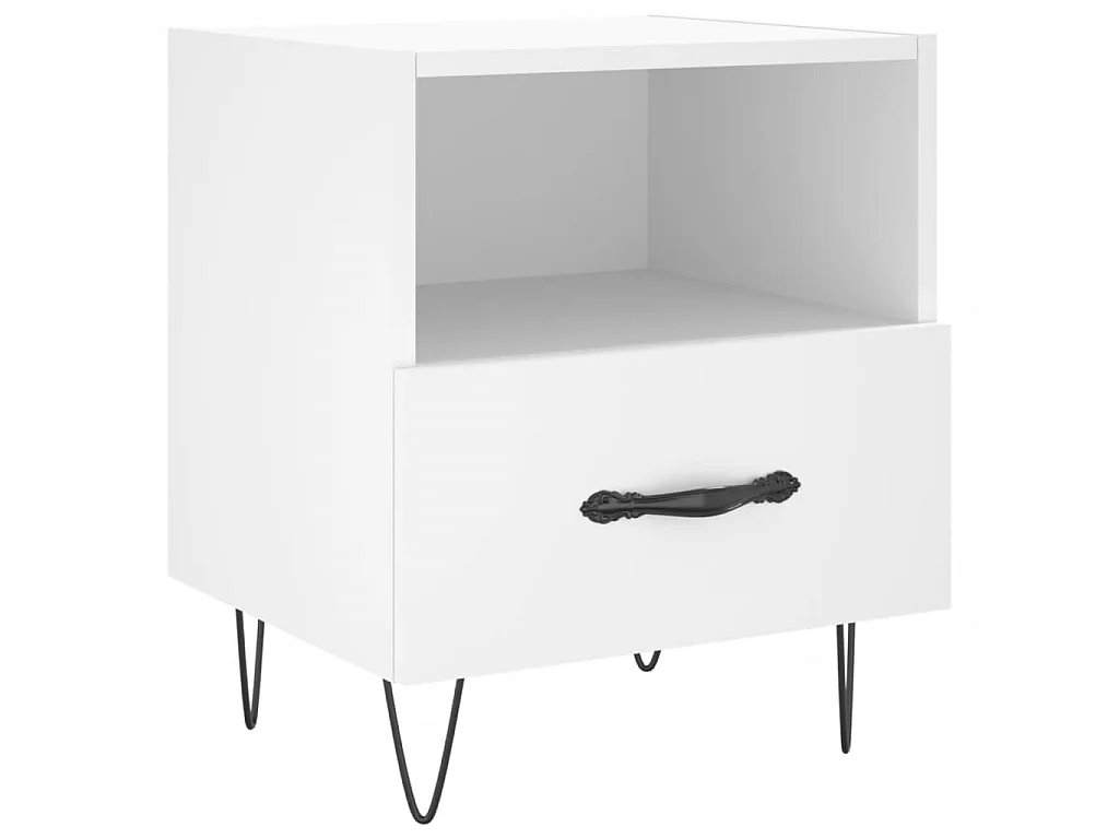 Comodino bianco 40x35x47,5 cm in derivati del legno