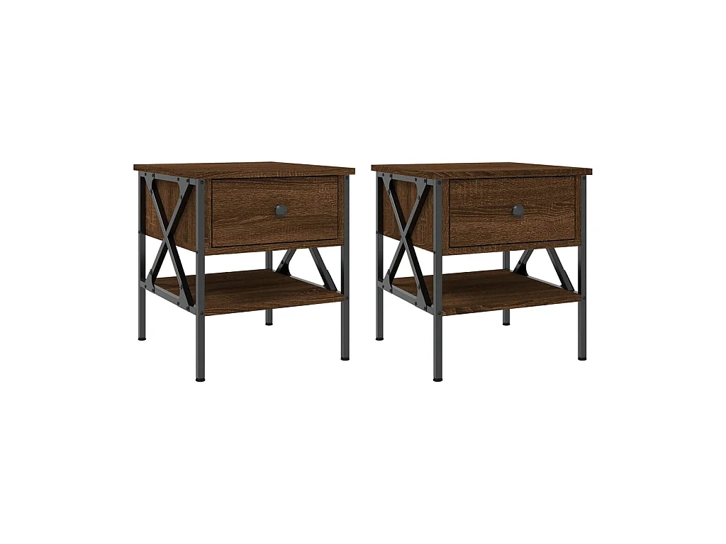 Tables de chevet 2 pcs chêne marron 40x42x45 cm bois ingénierie