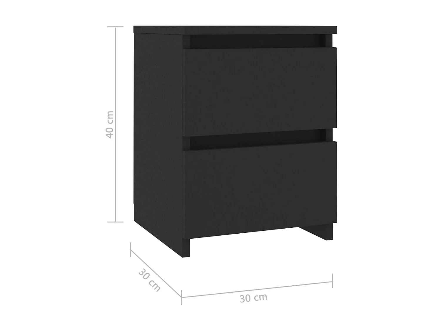 Comodino Nero 30 x 30 x 40 cm Truciolare