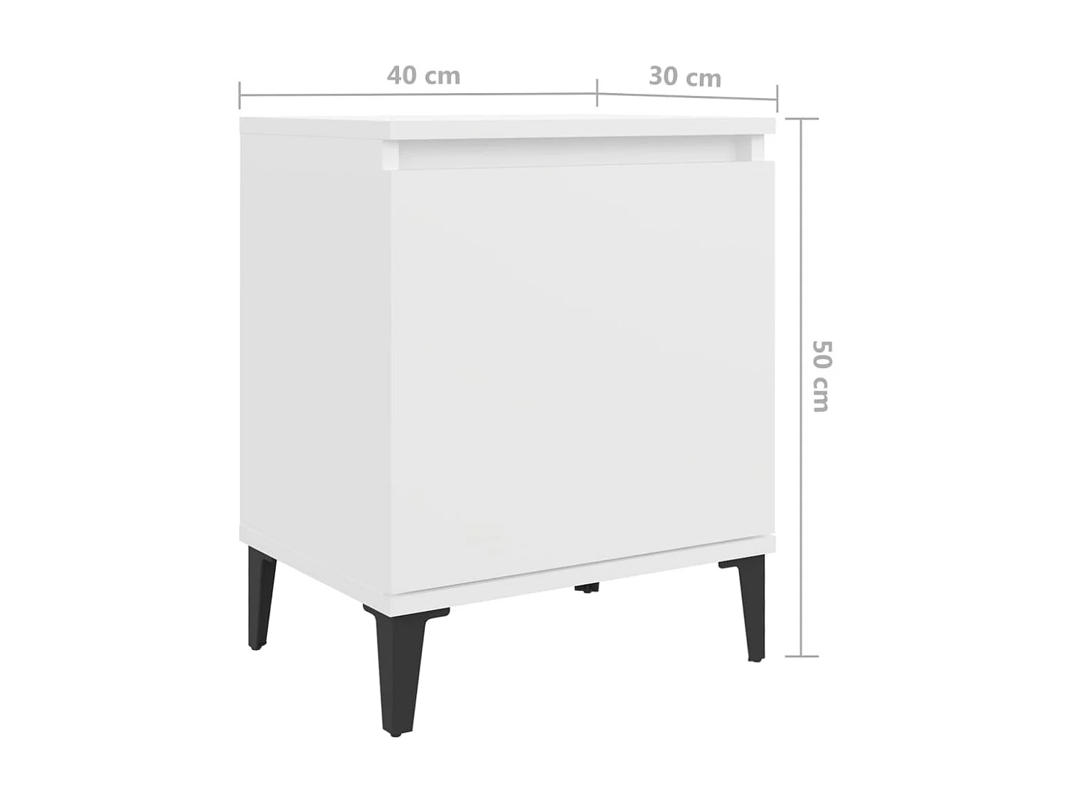 Comodini con gambe in metallo 2 pz Bianco 40x30x50 cm
