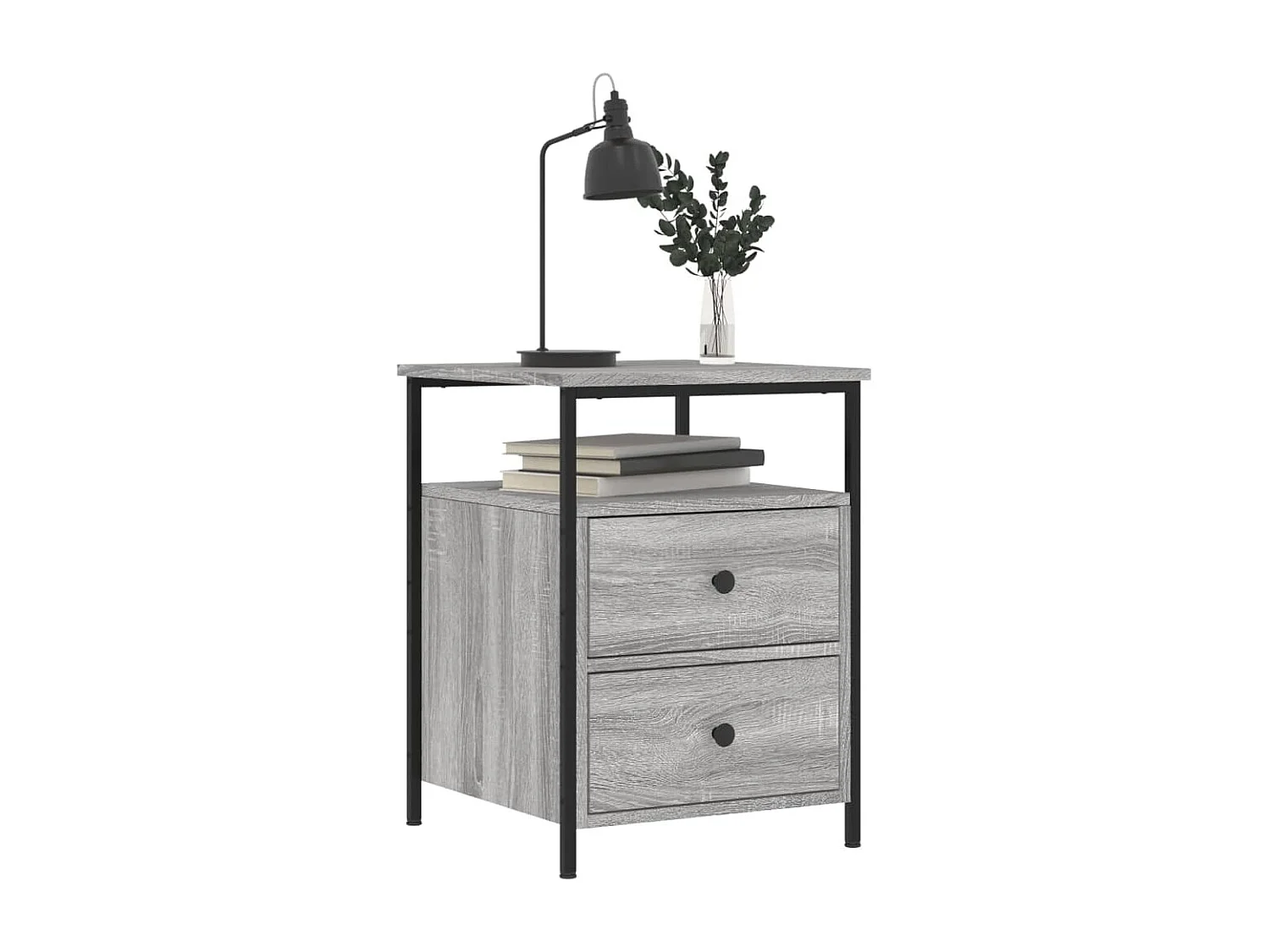 Mesita de noche gris Sonoma 44x45x60 cm de madera contrachapada