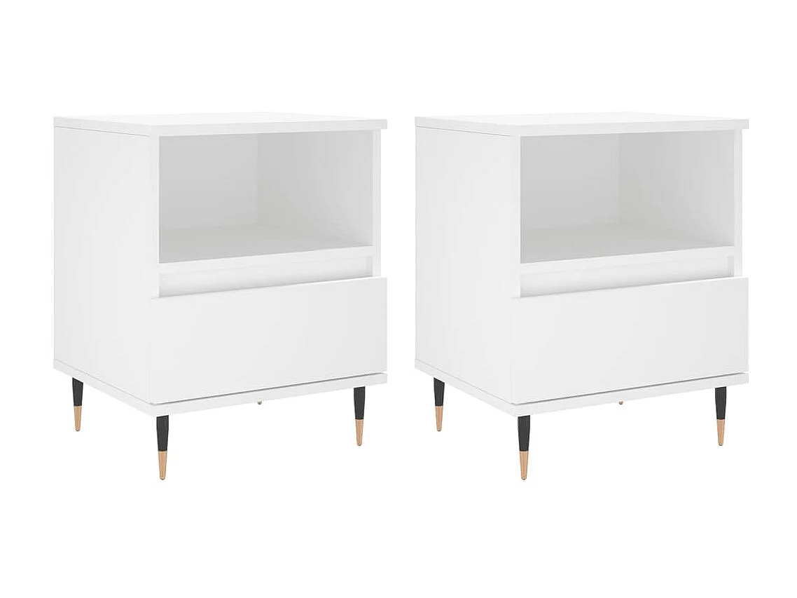 Tables de chevet 2 pcs blanc 40x35x50 cm bois d’ingénierie