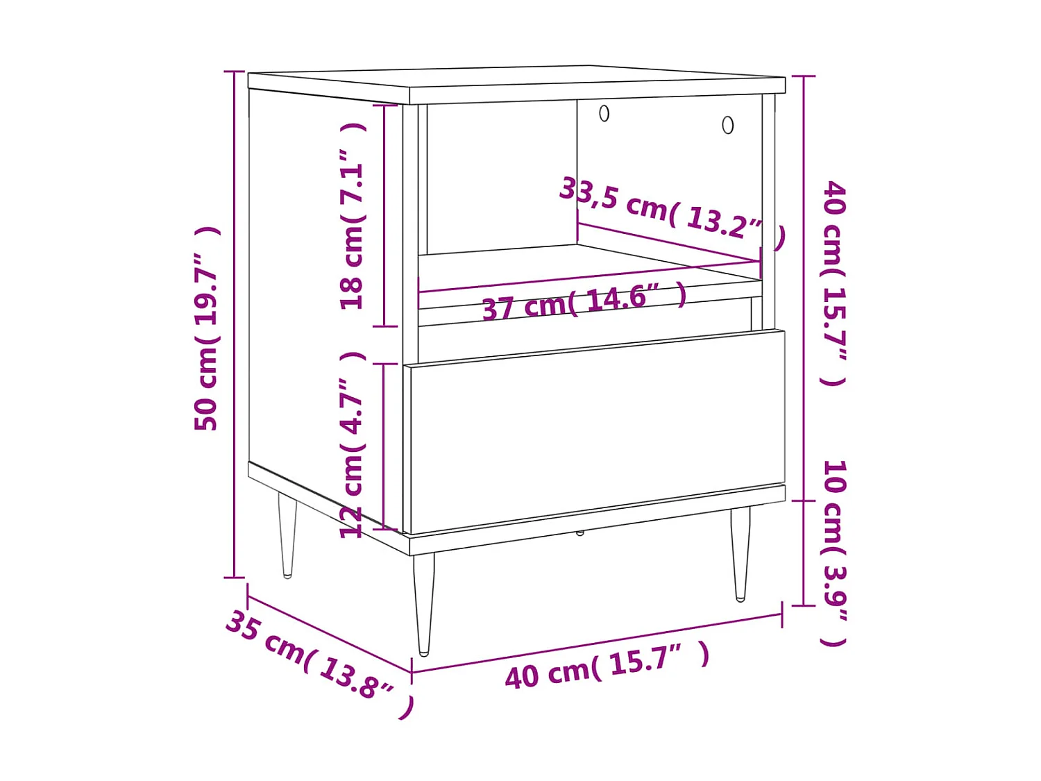 Tables de chevet 2 pcs blanc 40x35x50 cm bois d’ingénierie