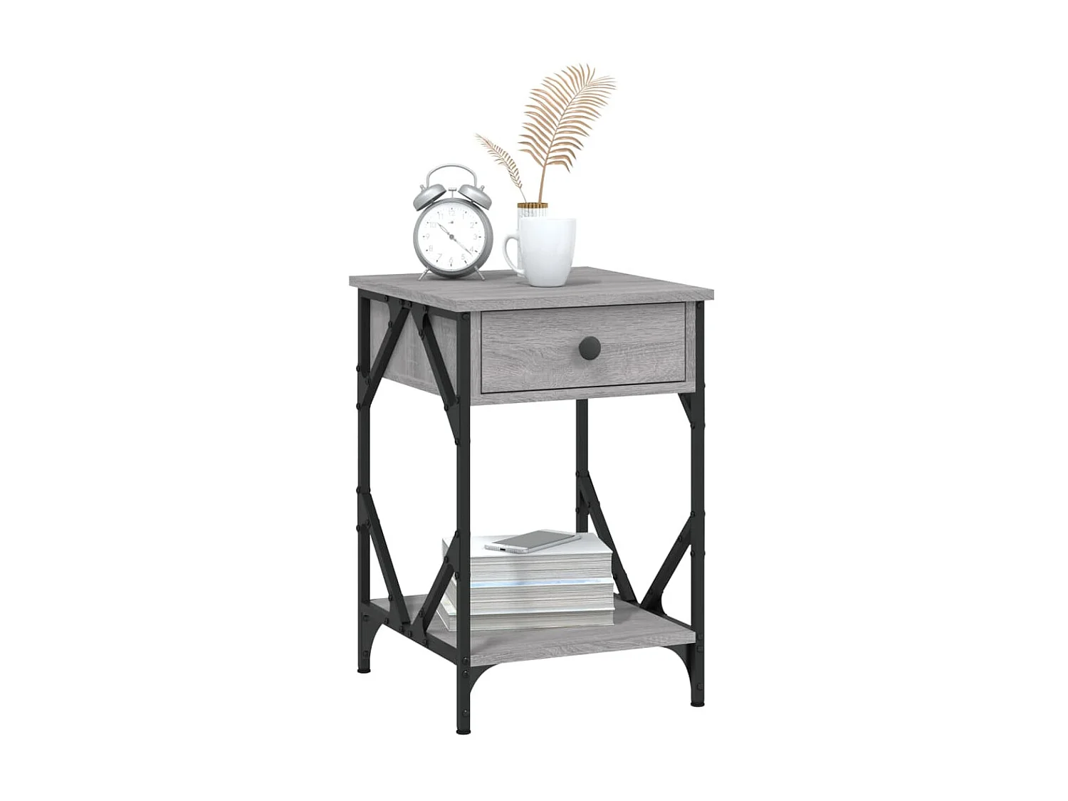 Comodino Sonoma grigio 40x42x60 cm in derivati del legno