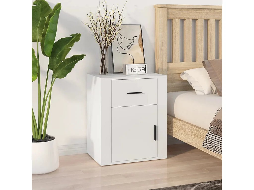 Comodino Bianco 50x36x60 cm MDF