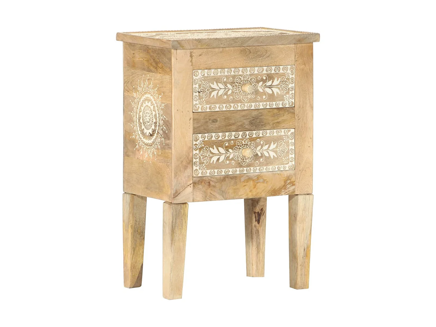 Comodino dipinto a mano 40x30x60 cm Legno di mango
