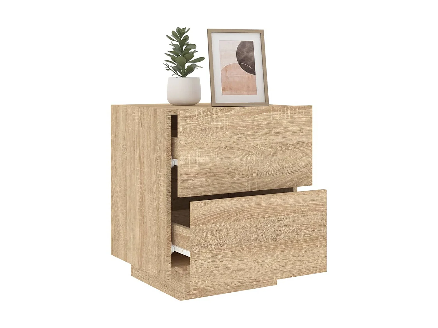 Nachttische und LED-Leuchten 2 Stück Sonoma-Eiche