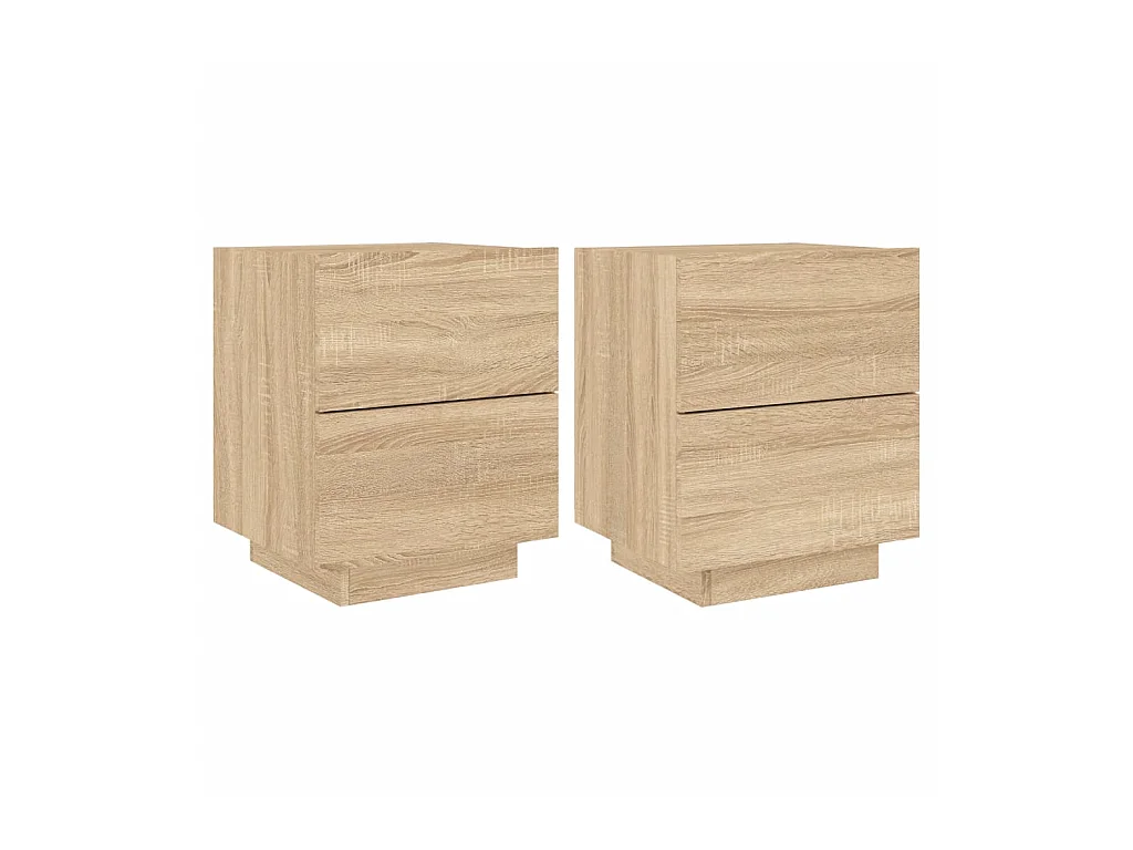 Comodini e luci a LED 2 pezzi rovere Sonoma