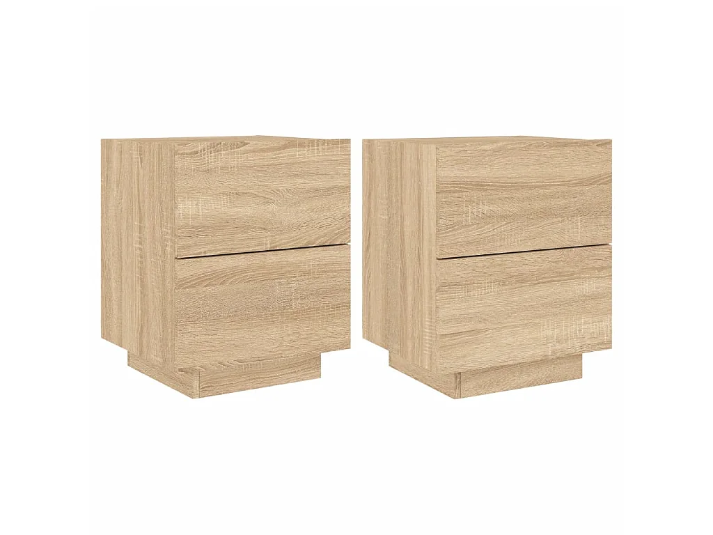 Armoires de chevet et lumières LED 2 pcs chêne sonoma