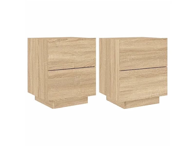 Mesas de cabeceira e luzes LED 2 peças carvalho sonoma