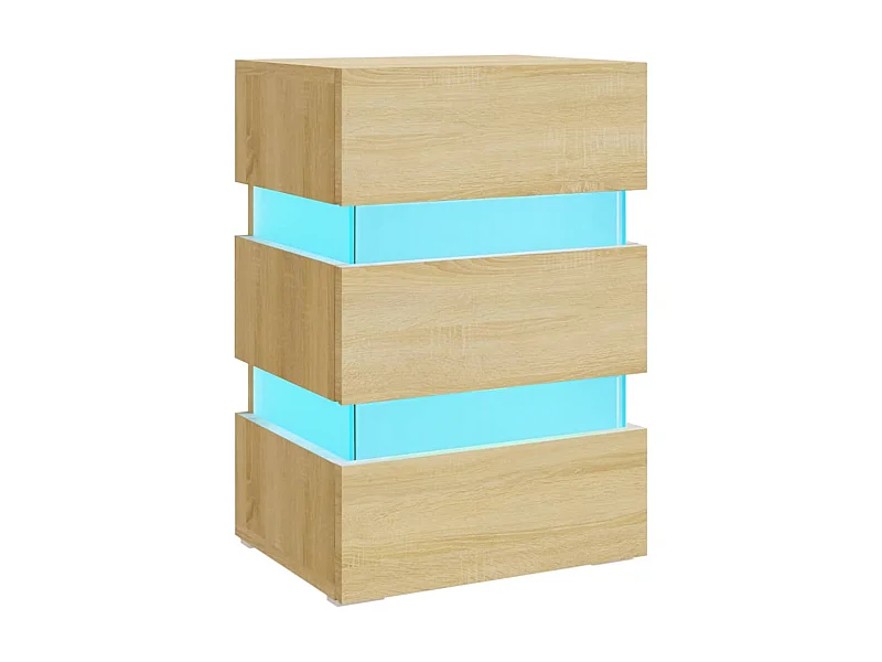 Mesa de cabeceira LED em carvalho Sonoma 45x35x67cm madeira projetada