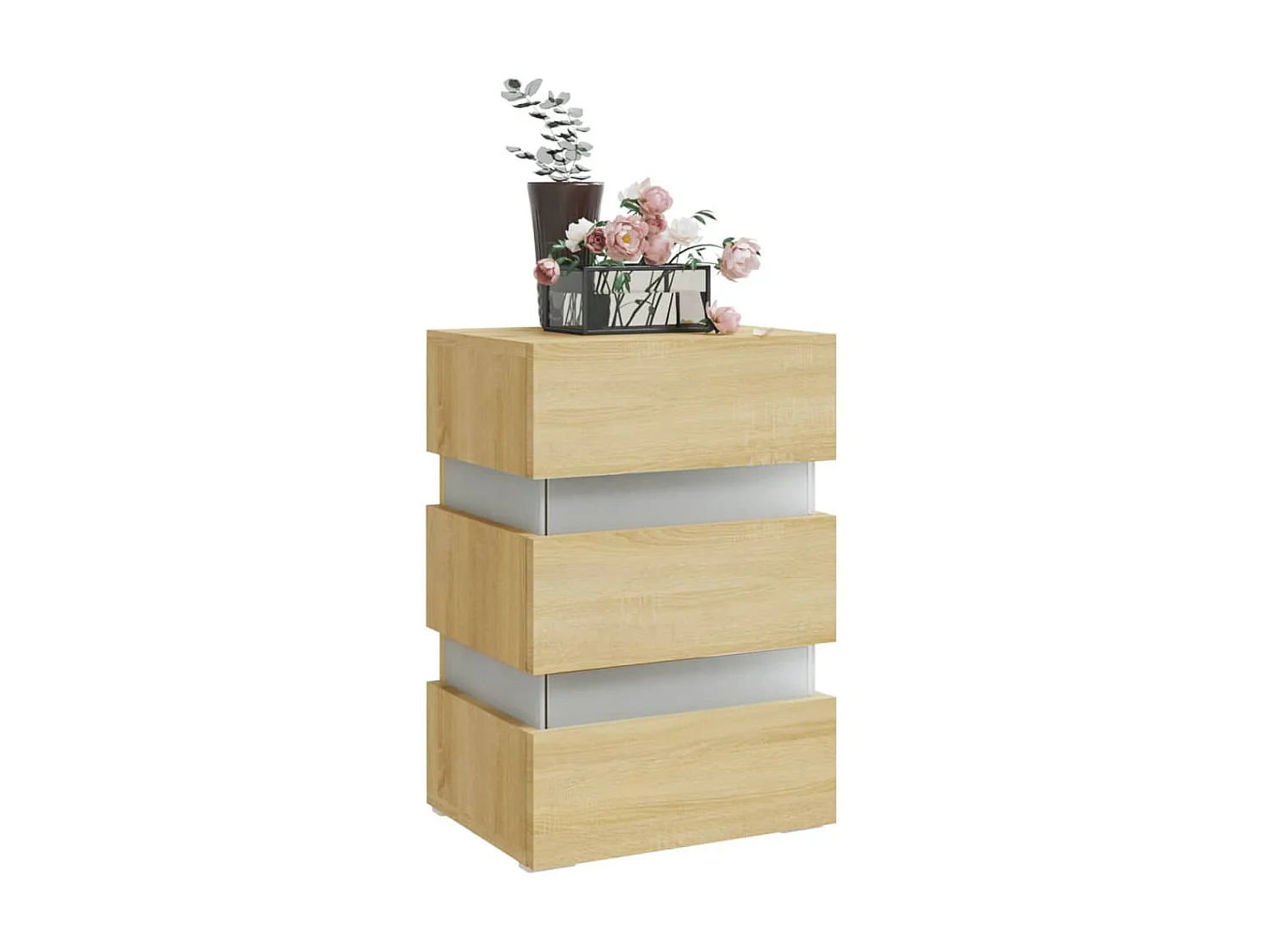 Mesa de cabeceira LED em carvalho Sonoma 45x35x67cm madeira projetada