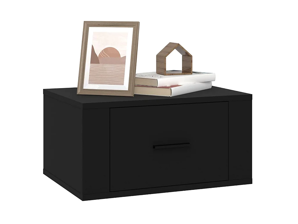 Table de chevet murale Noir 50x36x25 cm