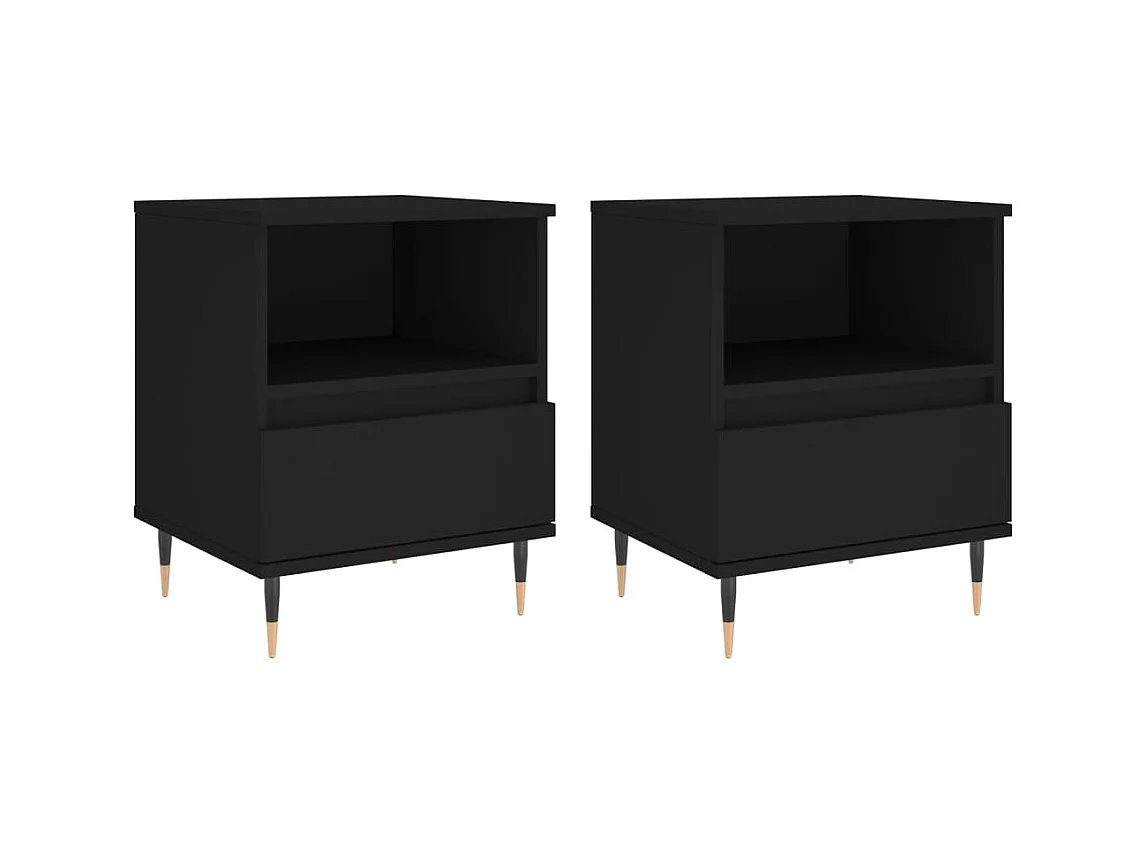 Tables de chevet 2 pcs noir 40x35x50 cm bois d’ingénierie