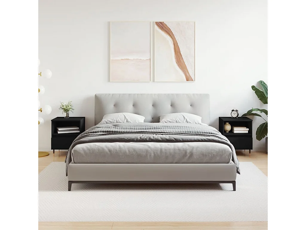 Tables de chevet 2 pcs noir 40x35x50 cm bois d’ingénierie