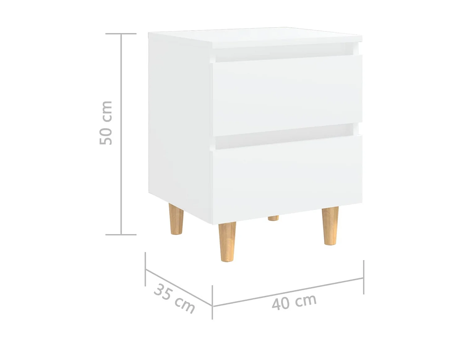 Mesitas de noche con patas de pino 2 piezas Blanco 40x35x50 cm