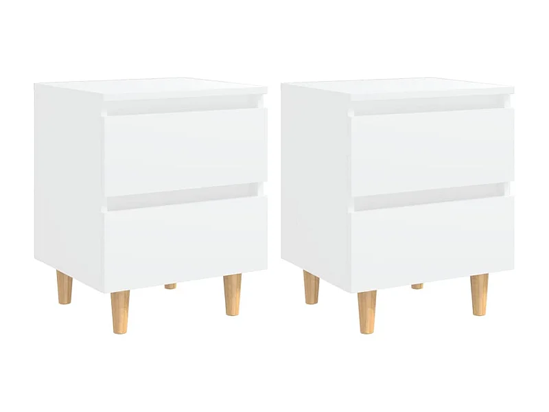 Comodini con gambe in pino 2 pz Bianco 40x35x50 cm