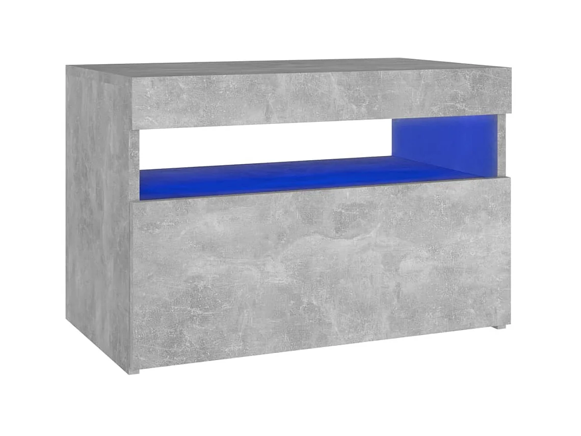 Nachttisch mit betongrauen LED-Leuchten 60x35x40 cm