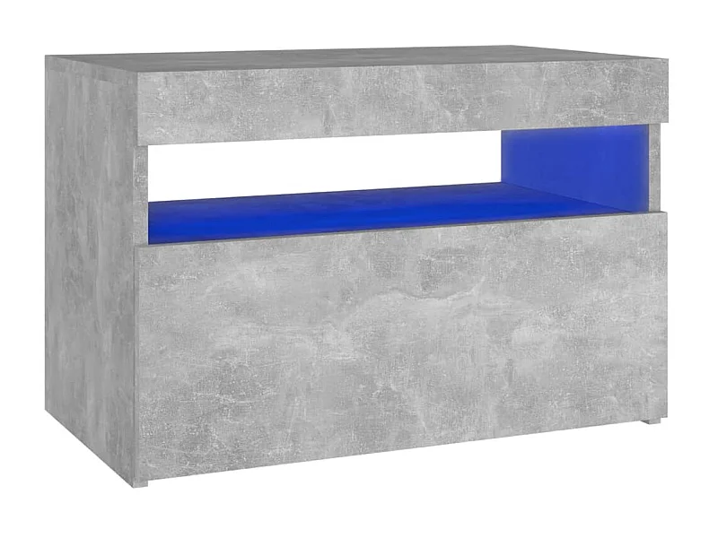 Nachttisch mit betongrauen LED-Leuchten 60x35x40 cm