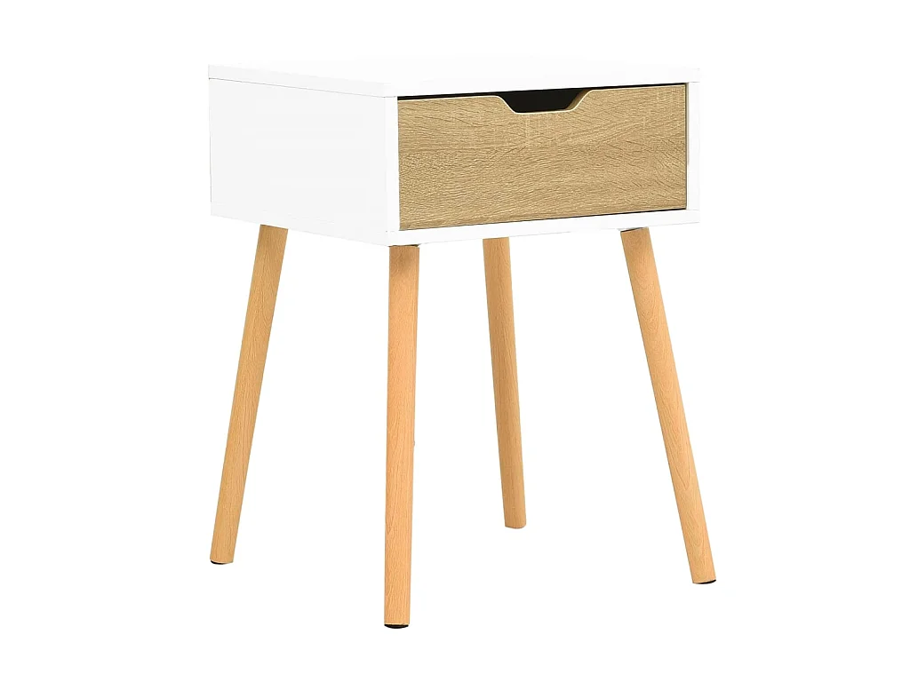 Table de chevet Blanc et chêne sonoma 40x40x56 cm Aggloméré