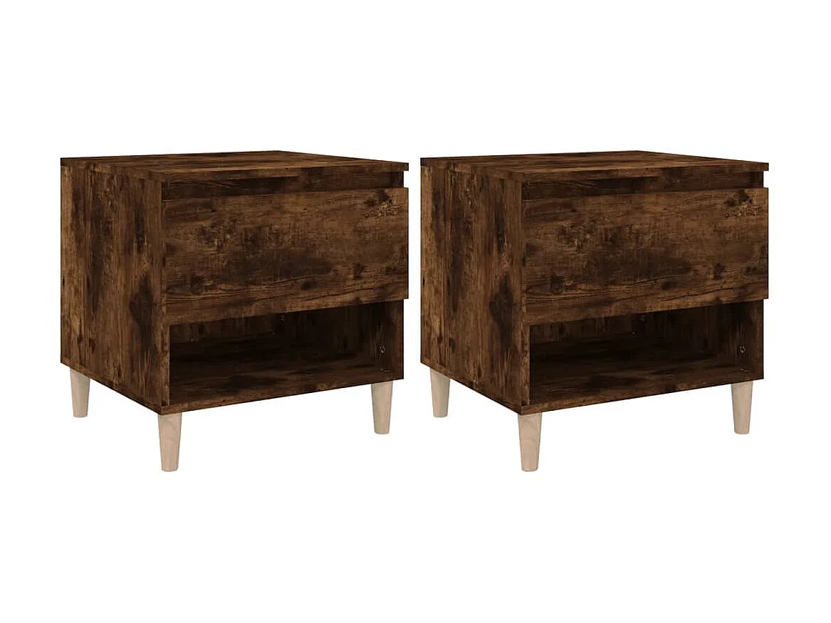 Tables de chevet 2 pcs Chêne fumé 50x46x50 cm Bois d’ingénierie