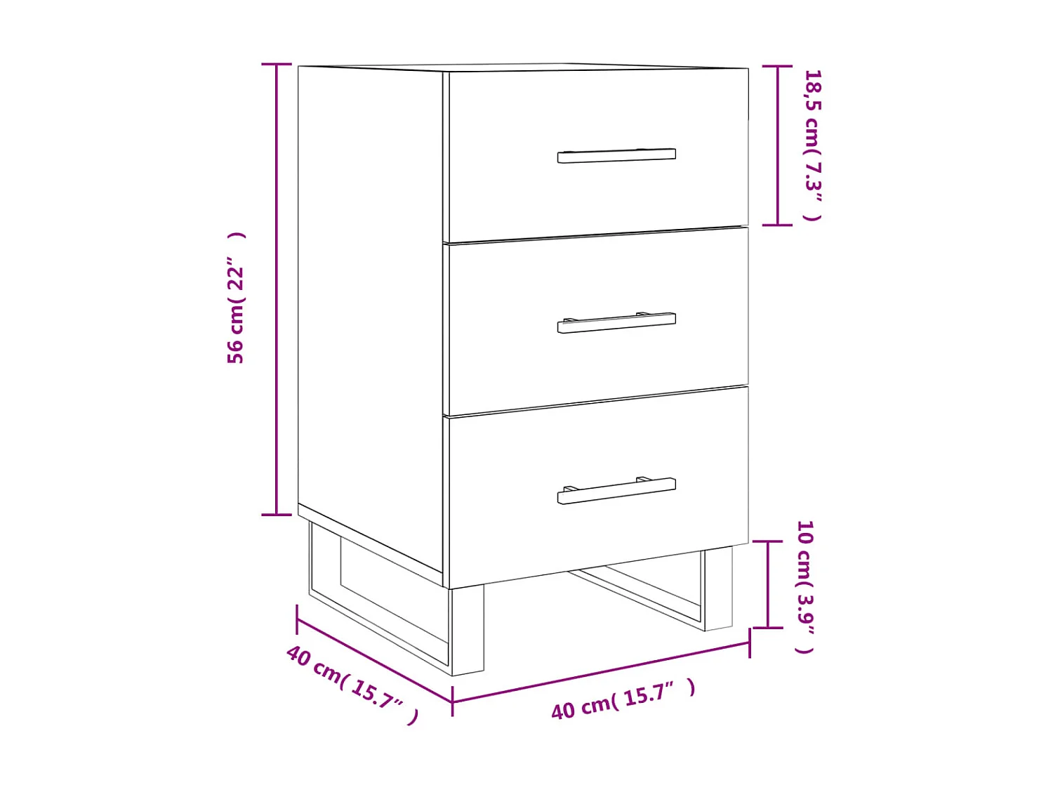 Mesita de noche roble Sonoma 40x40x66 cm madera contrachapada