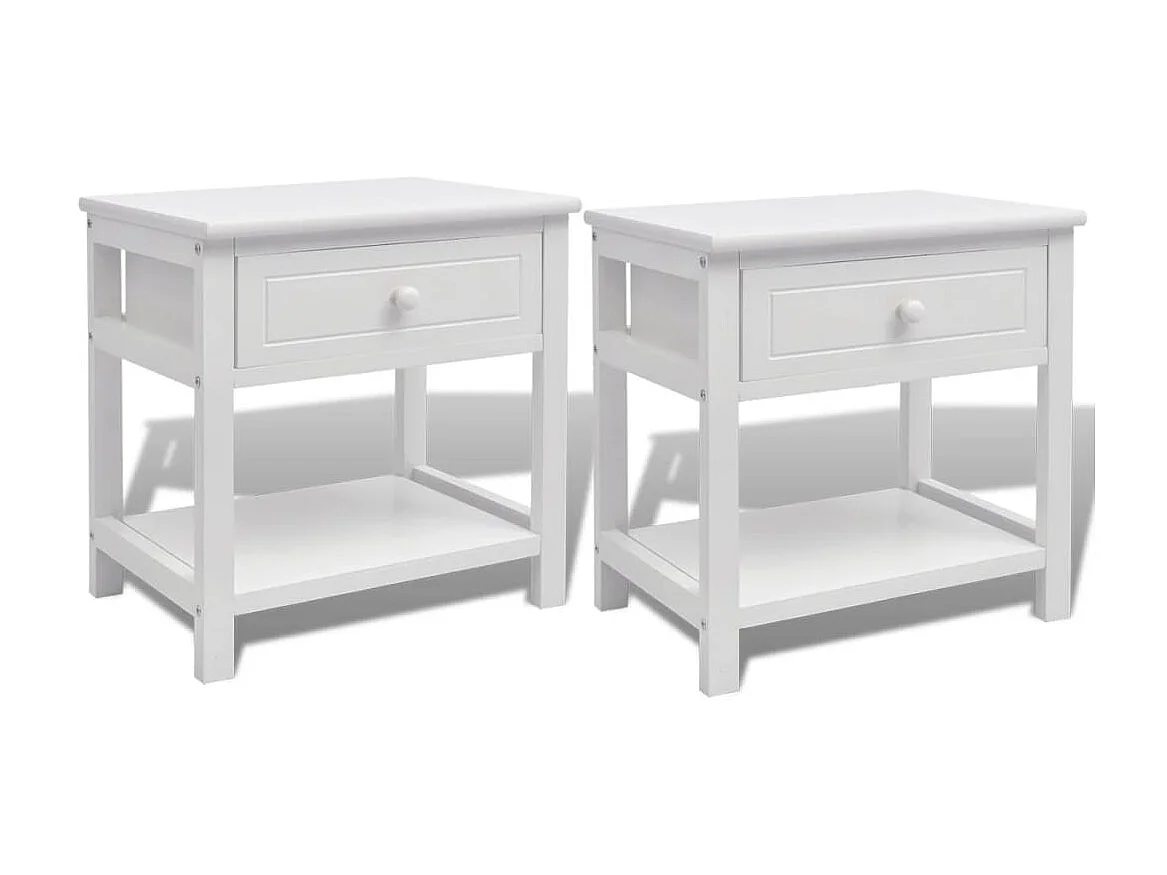 Comodino 2 pz Legno Bianco