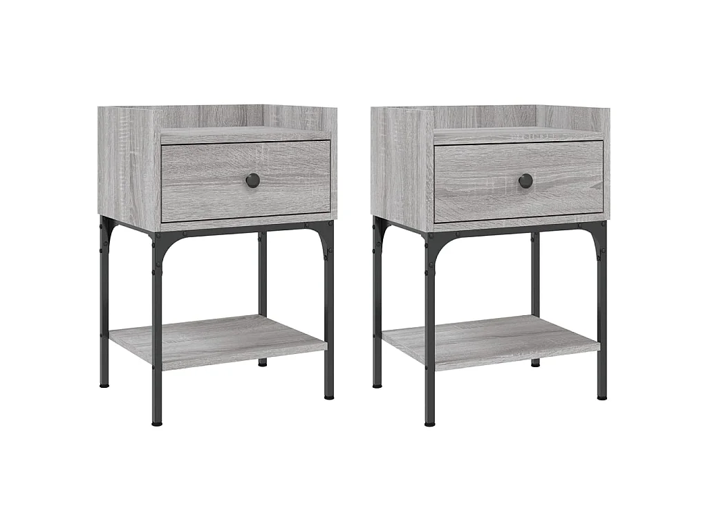 Tables de chevet 2 pcs sonoma gris 40,5x31x60 cm