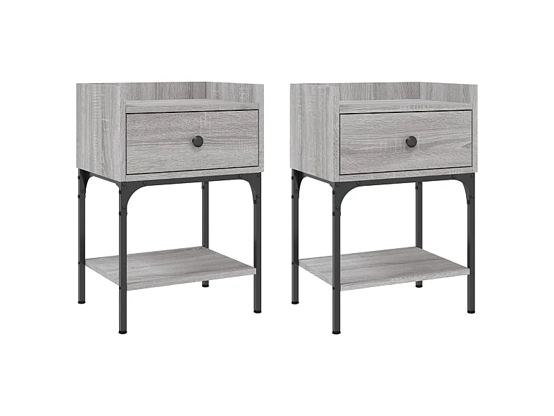 Tables de chevet 2 pcs sonoma gris 40,5x31x60 cm