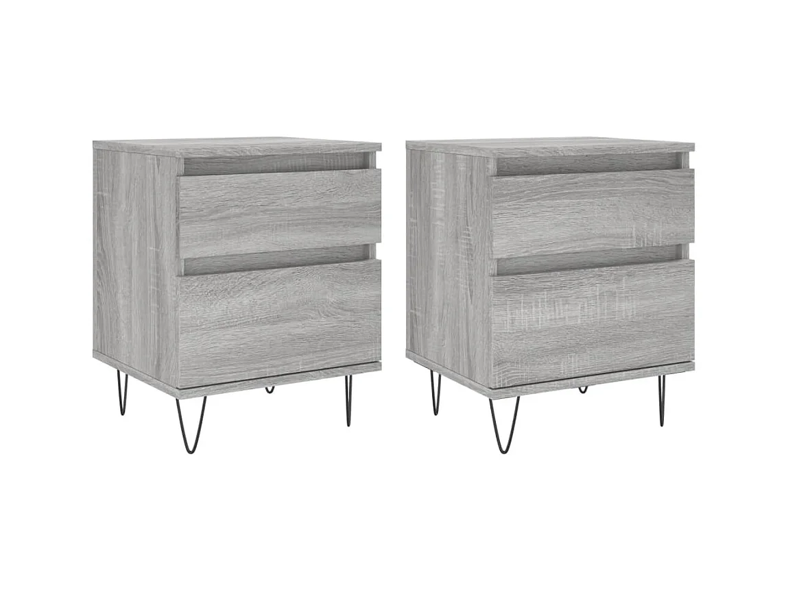 Comodini 2 pz sonoma grigio 40x35x50 cm in derivati del legno
