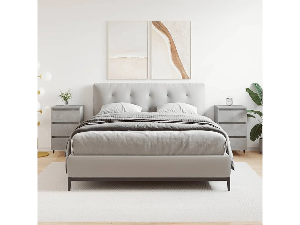 Comodini 2 pezzi grigio cemento 40x35x69 cm in multistrato