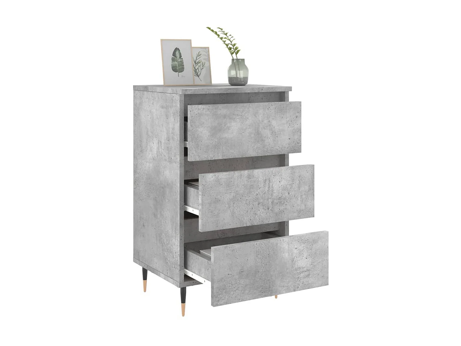 Comodini 2 pezzi grigio cemento 40x35x69 cm in multistrato