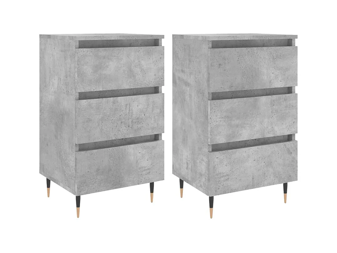Comodini 2 pezzi grigio cemento 40x35x69 cm in multistrato