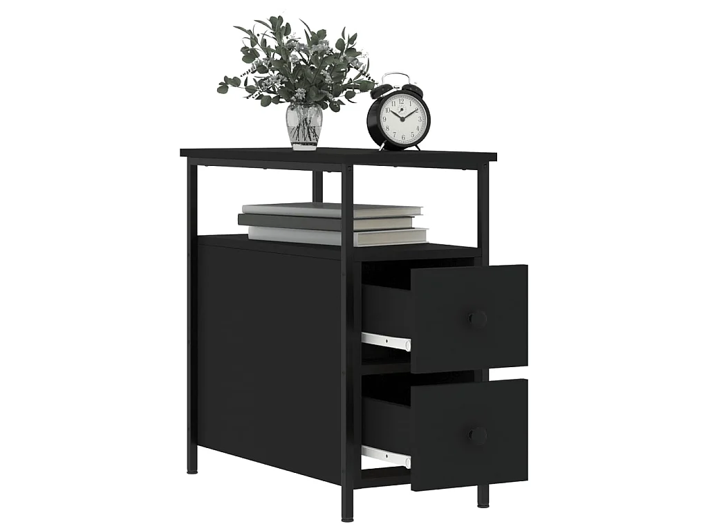 Tables de chevet 2 pcs noir 30x60x60 cm bois d’ingénierie
