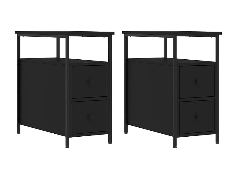 Nachtkastjes 2 stuks zwart 30x60x60 cm parket