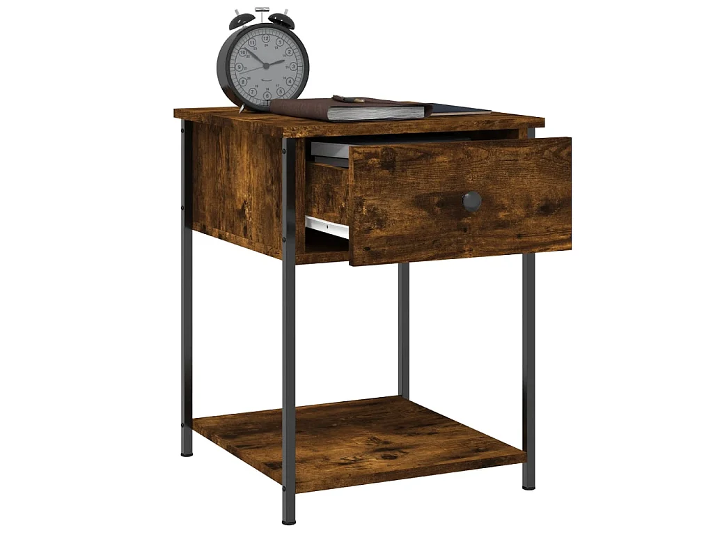Table de chevet chêne fumé 44x45x58 cm bois d'ingénierie