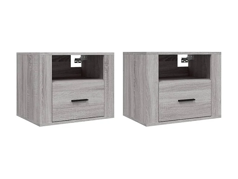 Mesitas de noche de pared 2 uds Sonoma gris 50x36x40 cm
