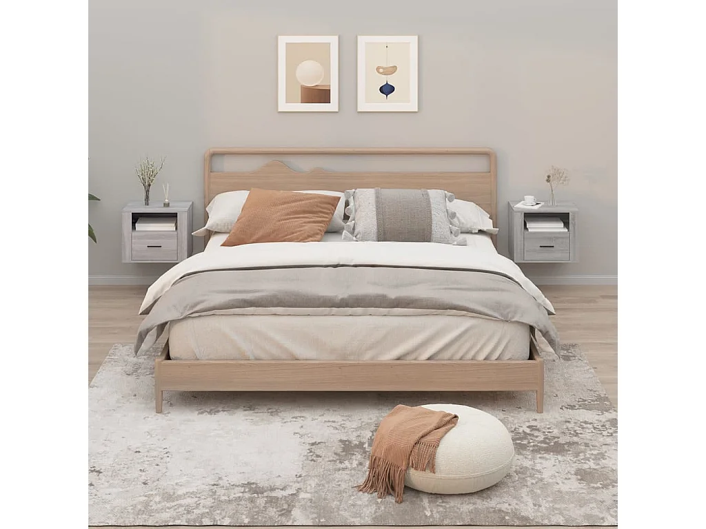 Wand-Nachttische 2 Stk. Sonoma grau 50x36x40 cm