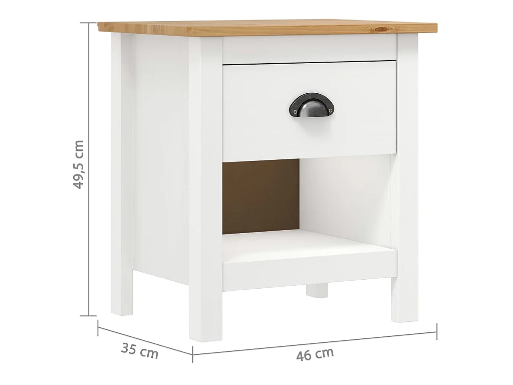 Comodini 2 pz Hill 46x35x49,5 cm Legno di pino massiccio