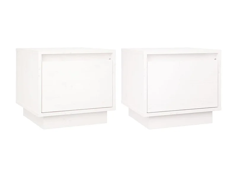 Mesas de cabeceira 2 peças branco 35x34x32 cm madeira maciça de pinho