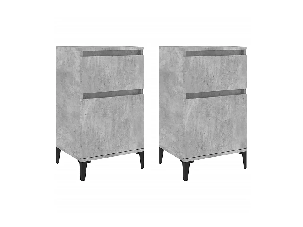 Tables de chevet 2 pcs gris béton 40x35x70 cm