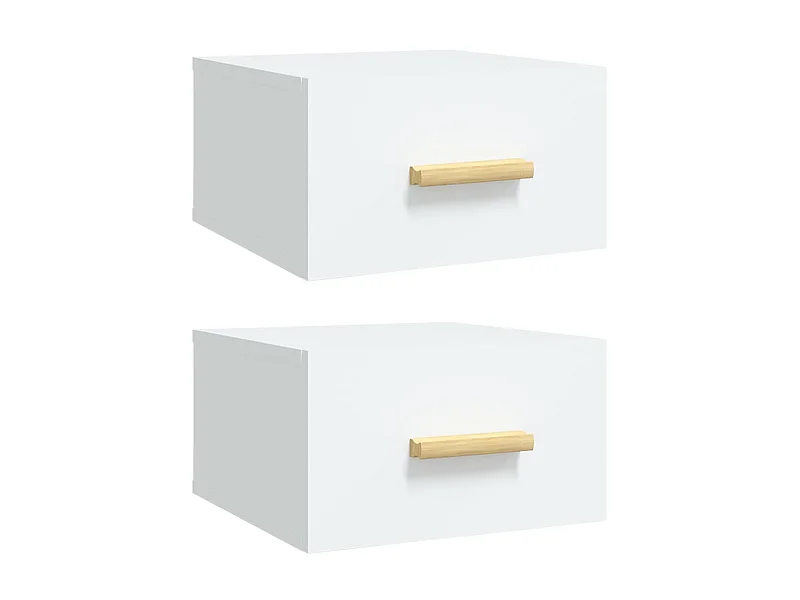 Comodini sospesi 2 pz bianchi 35x35x20 cm