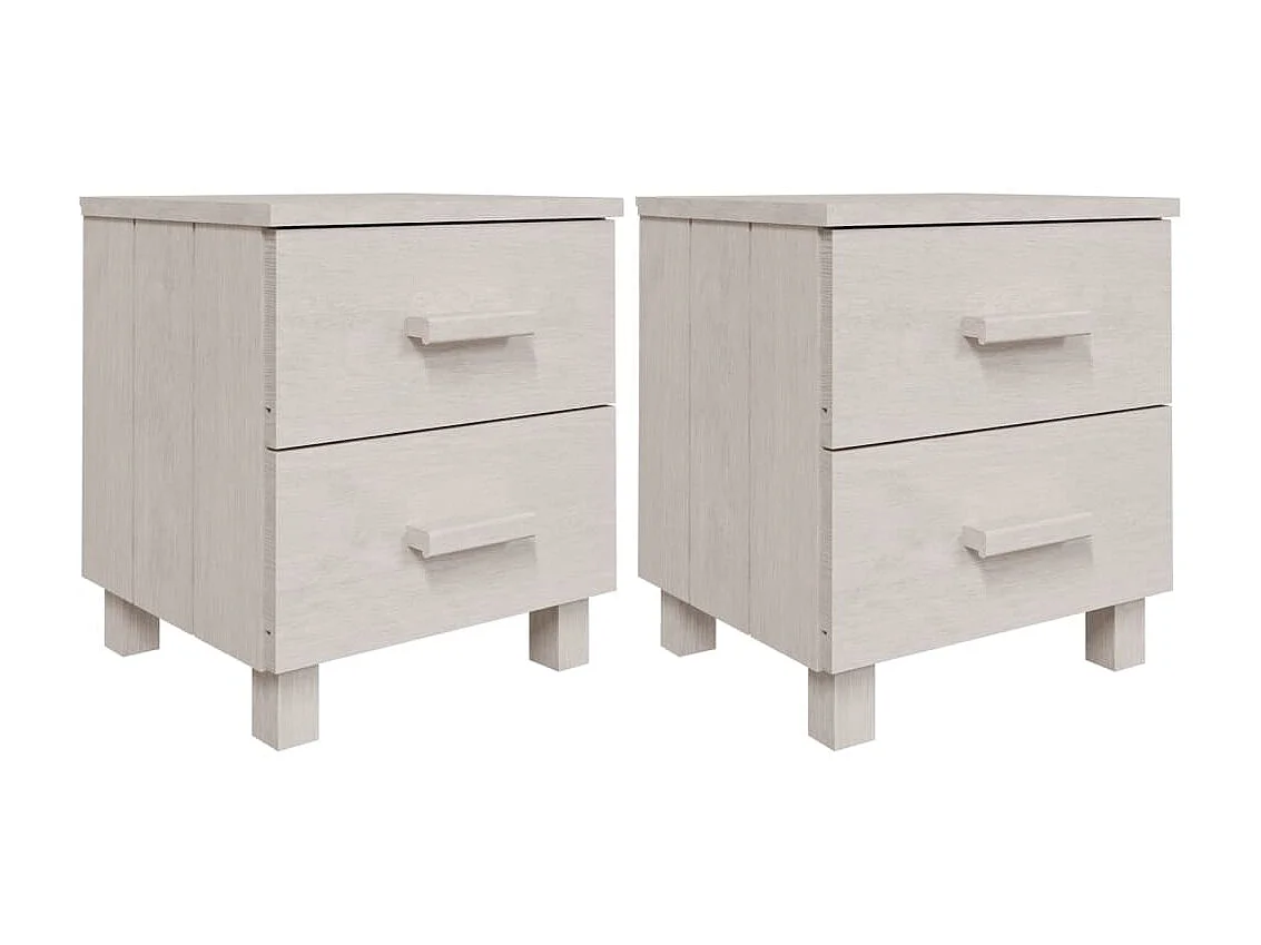 HAMAR Mesitas de noche 2 uds Blanco 40x35x44,5 cm Madera maciza