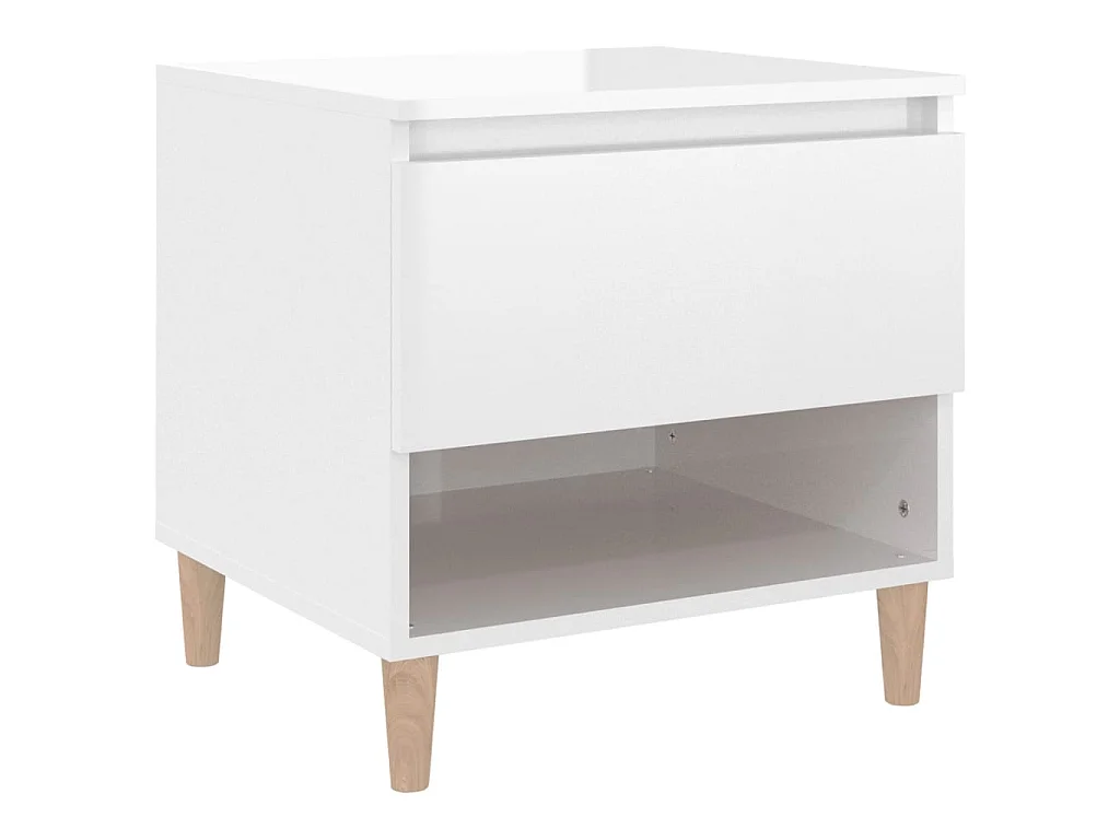 Mesita de noche Blanco brillo 50x46x50 cm Madera contrachapada